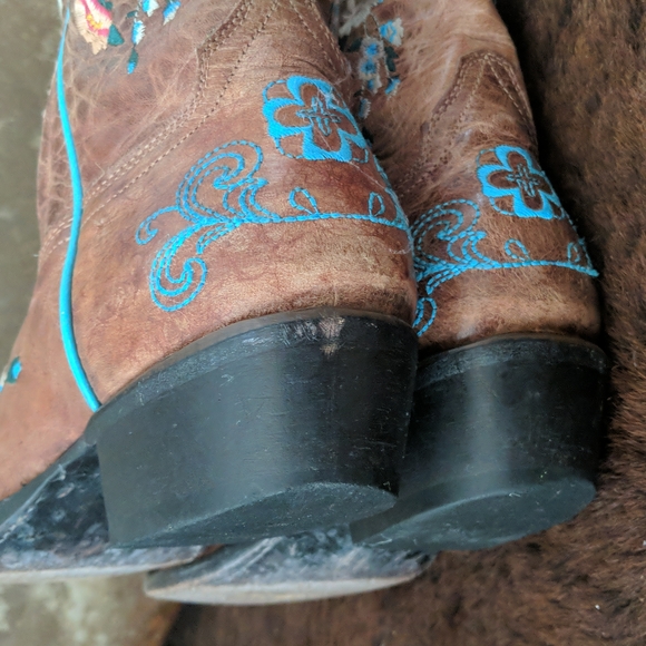 MACIE BEAN Rose Garden distressed leather floral embroidered cowgirl boots sz 8 - Picture 14 of 16